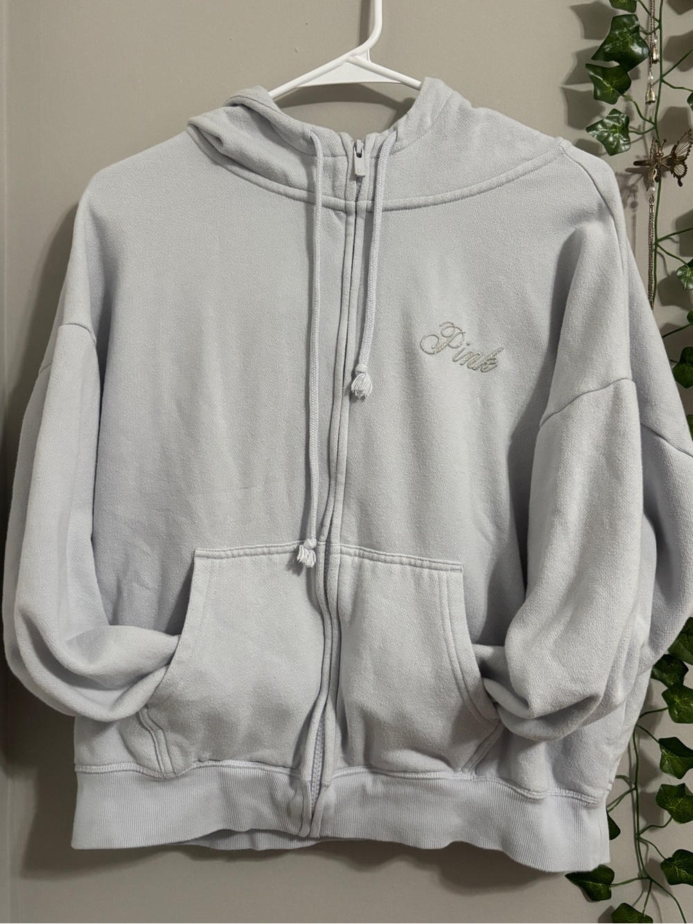 PINK Victoria's Secret Pale Blue Full-Zip Hoodie
